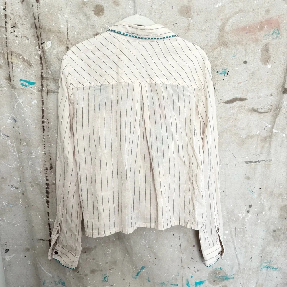 Johnny Was Nandi Tie Front Shirt In Stripe Print - Picture 5 of 5